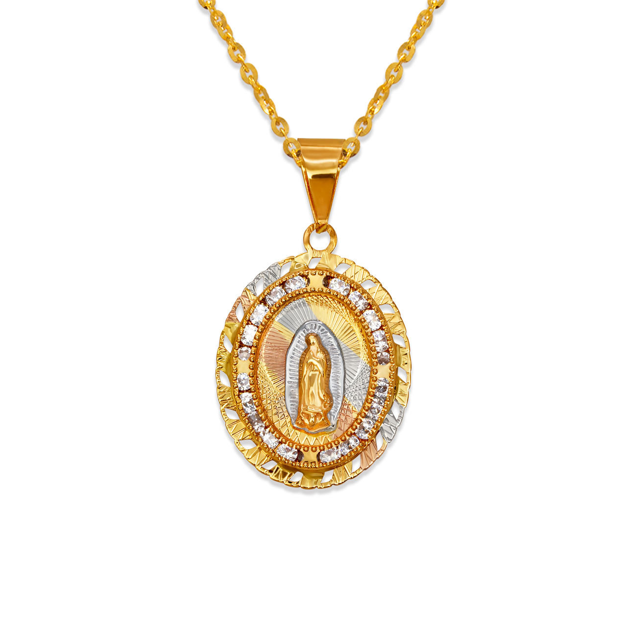 Oval Guadalupe CZ Pendant