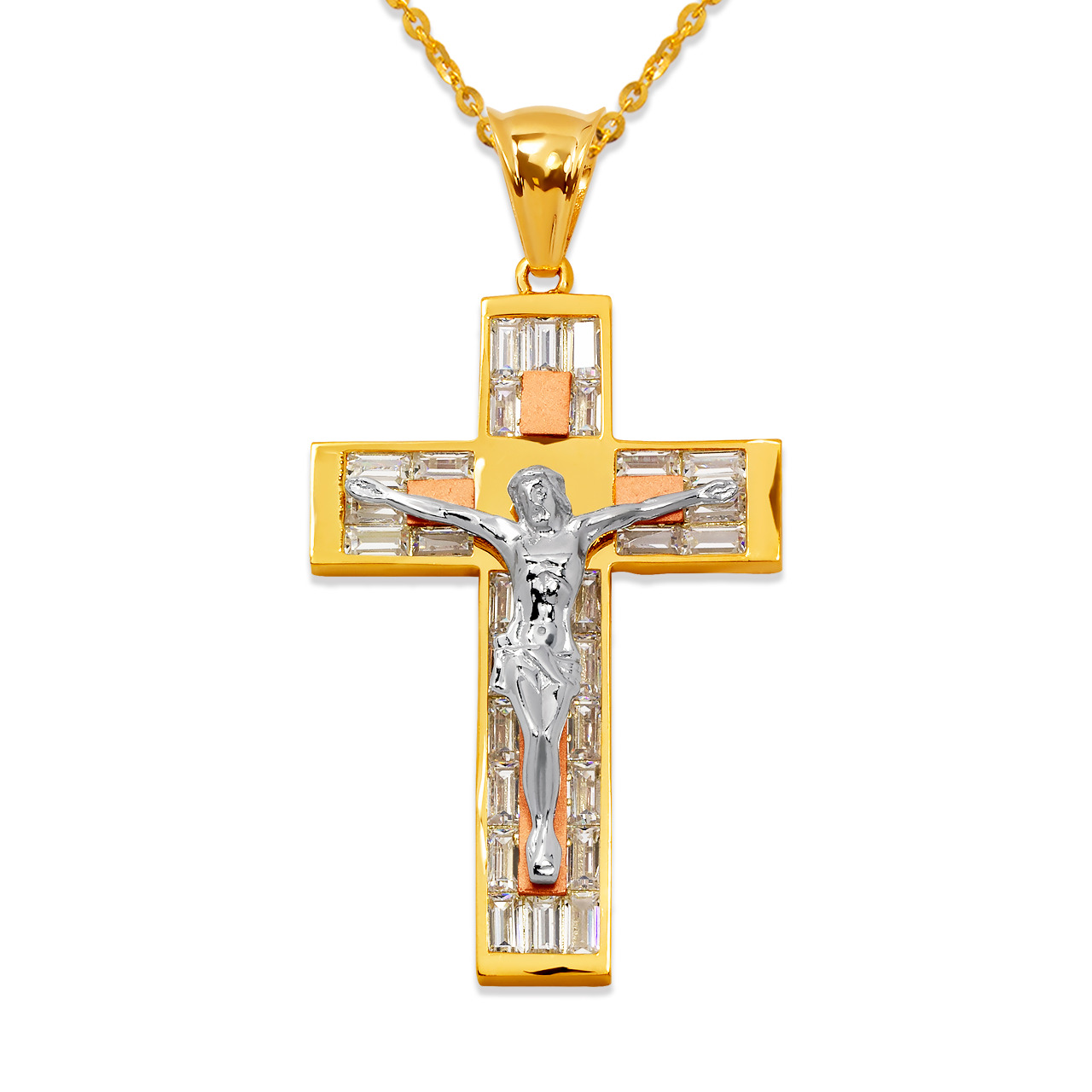 Fancy Jesus Cross CZ Pendant