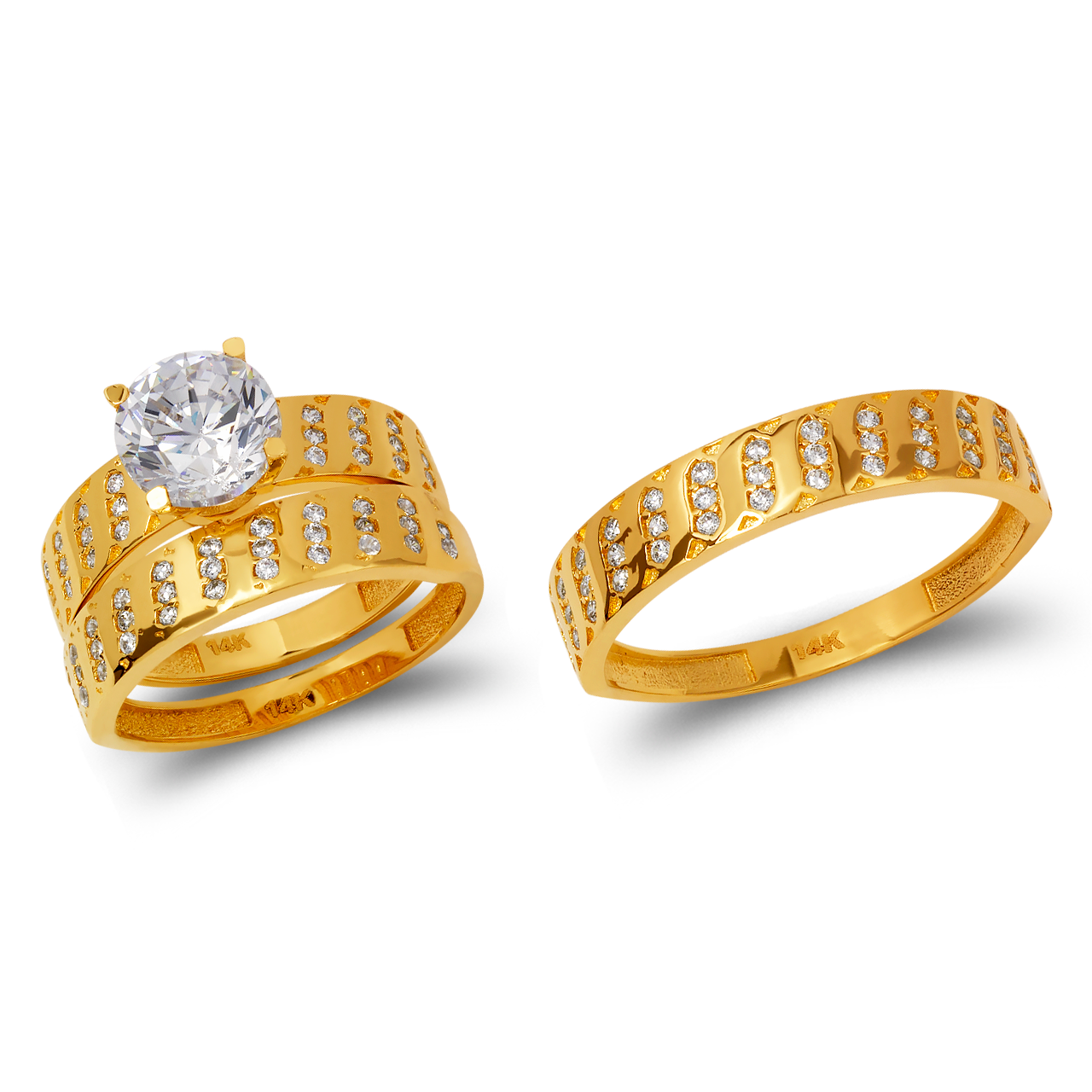 CZ Wedding Trio Ring Set