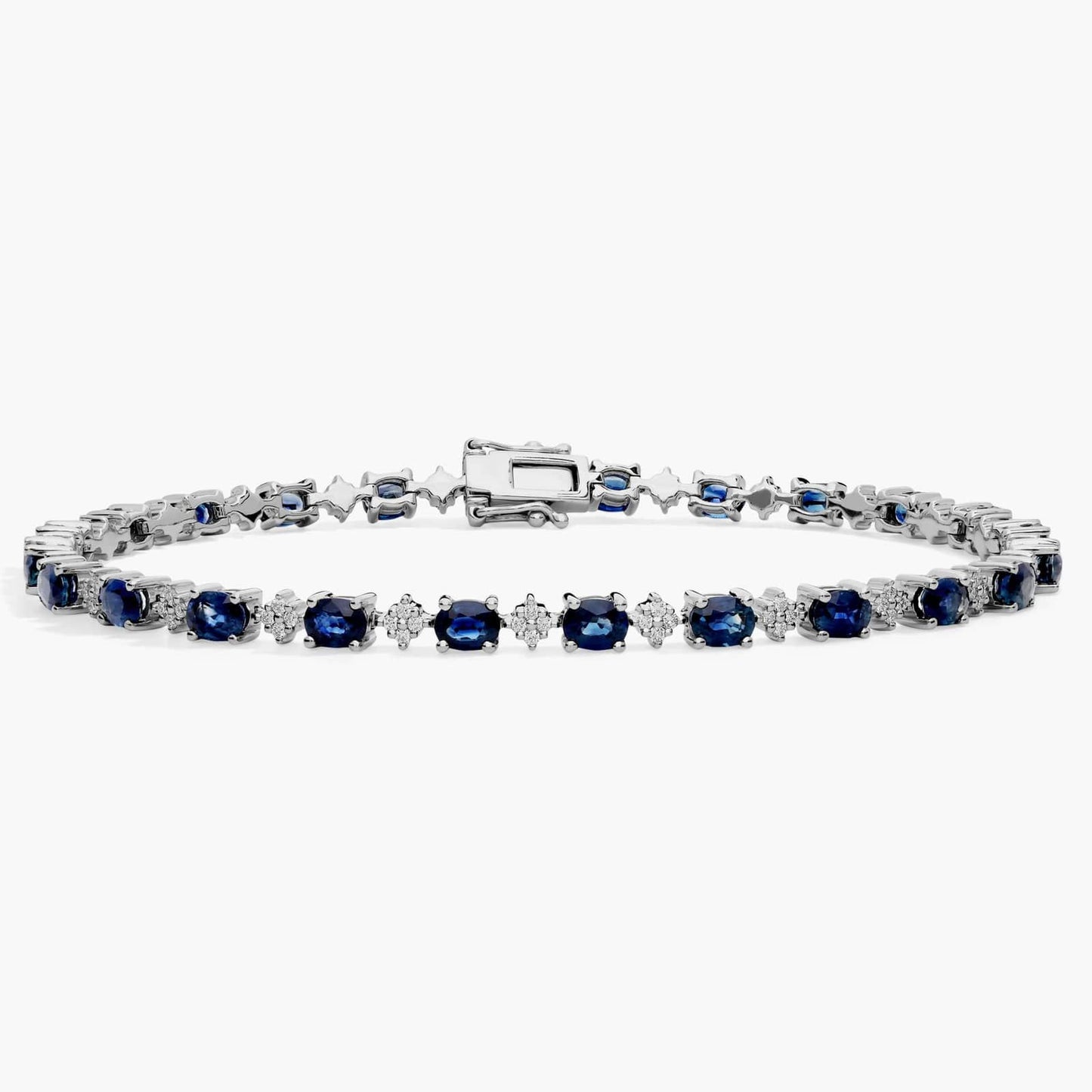 Oval Sapphire and Round Diamond Bracelet