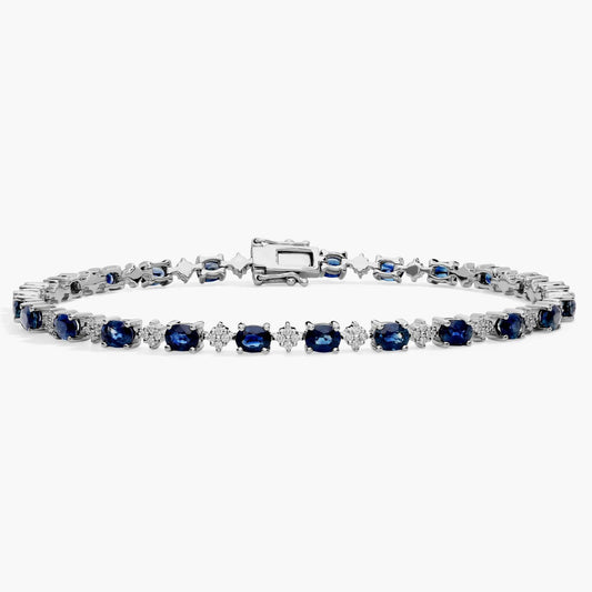 Oval Sapphire and Round Diamond Bracelet