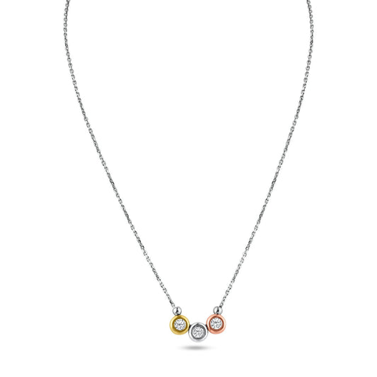 3 Tone 925 Sterling Silver Circles Necklace