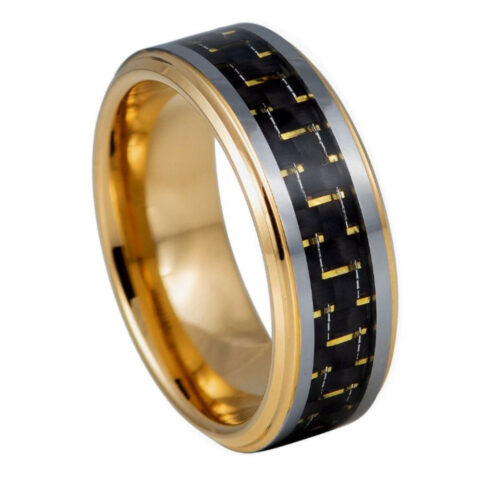 Yellow Gold IP Plated with Black & Yellow Carbon Fiber Inlay