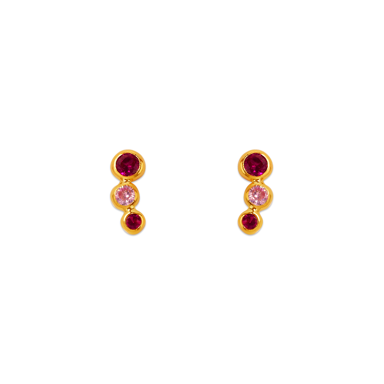 Red Bezel CZ Stud Earrings