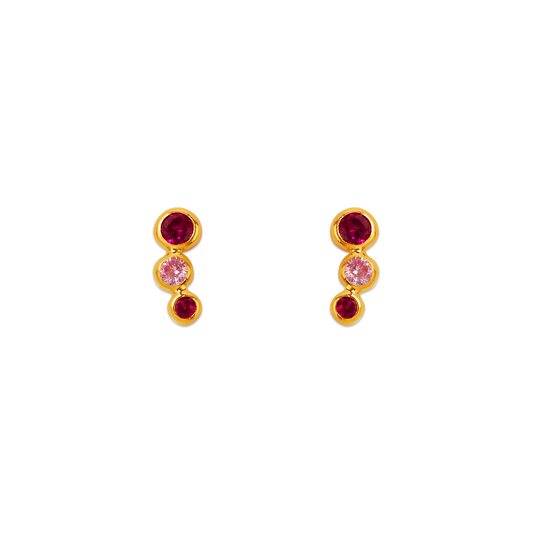 Red Bezel CZ Stud Earrings