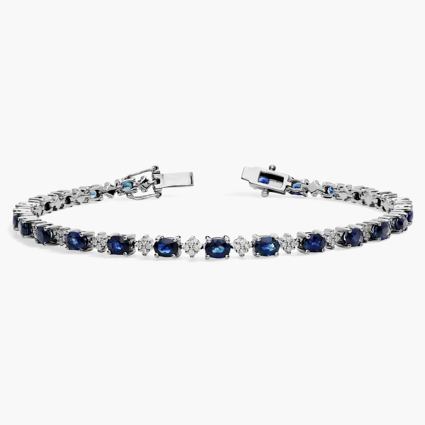 Oval Sapphire and Round Diamond Bracelet