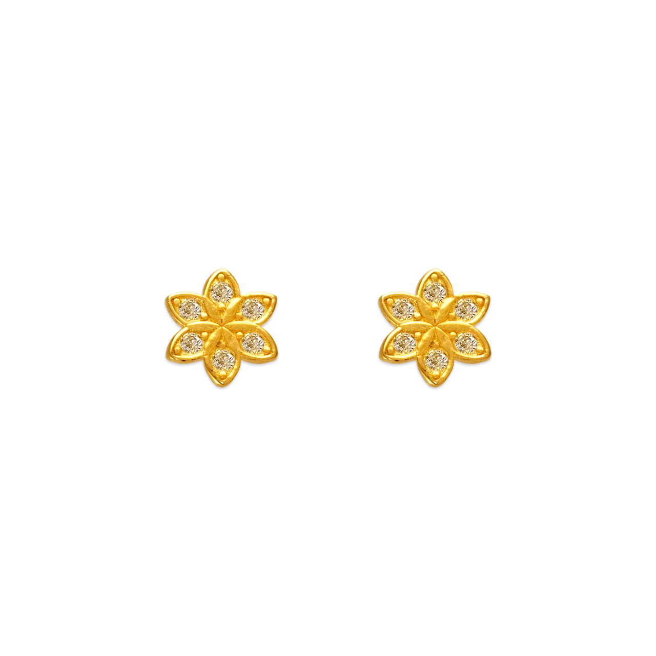 Sunflower Pave CZ Stud Earrings