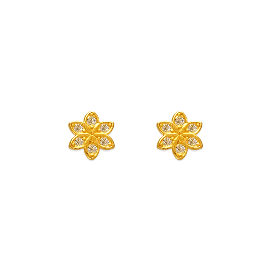 Sunflower Pave CZ Stud Earrings