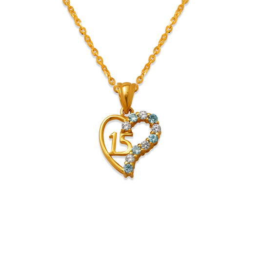 15 Anos Heart Blue CZ Pendant