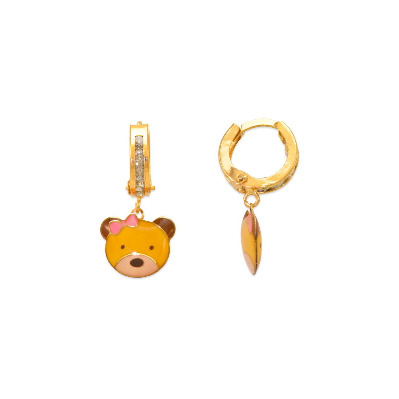 Teddy Bear Enamel Huggie Earrings