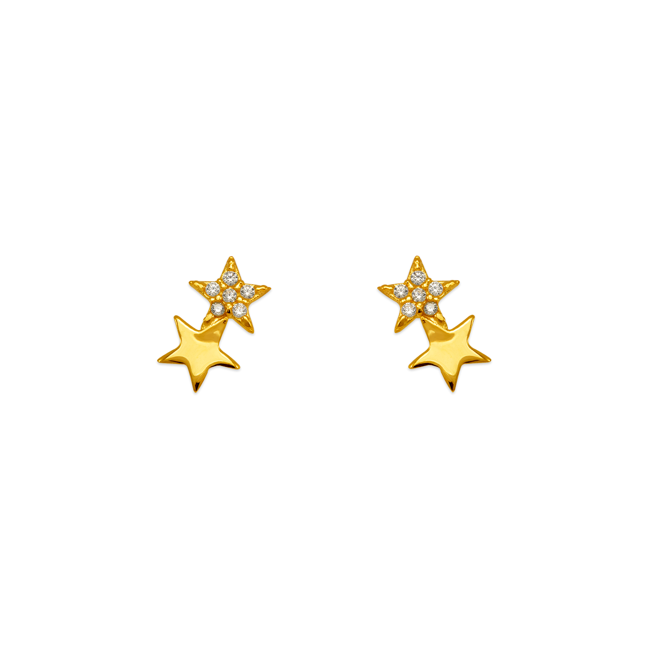 Double Star Pave CZ Stud Earrings