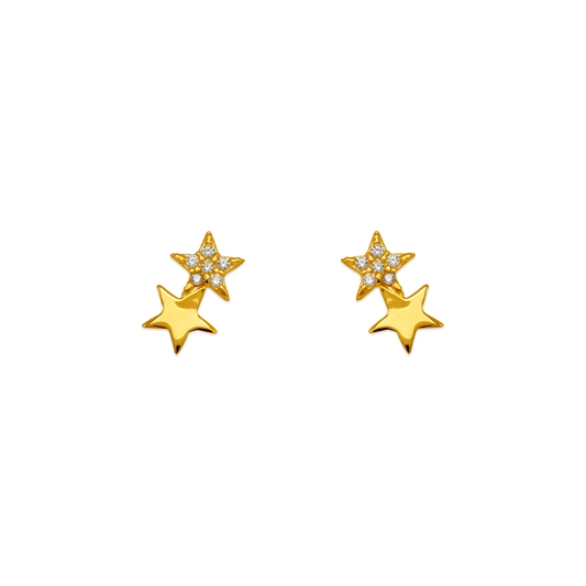 Double Star Pave CZ Stud Earrings