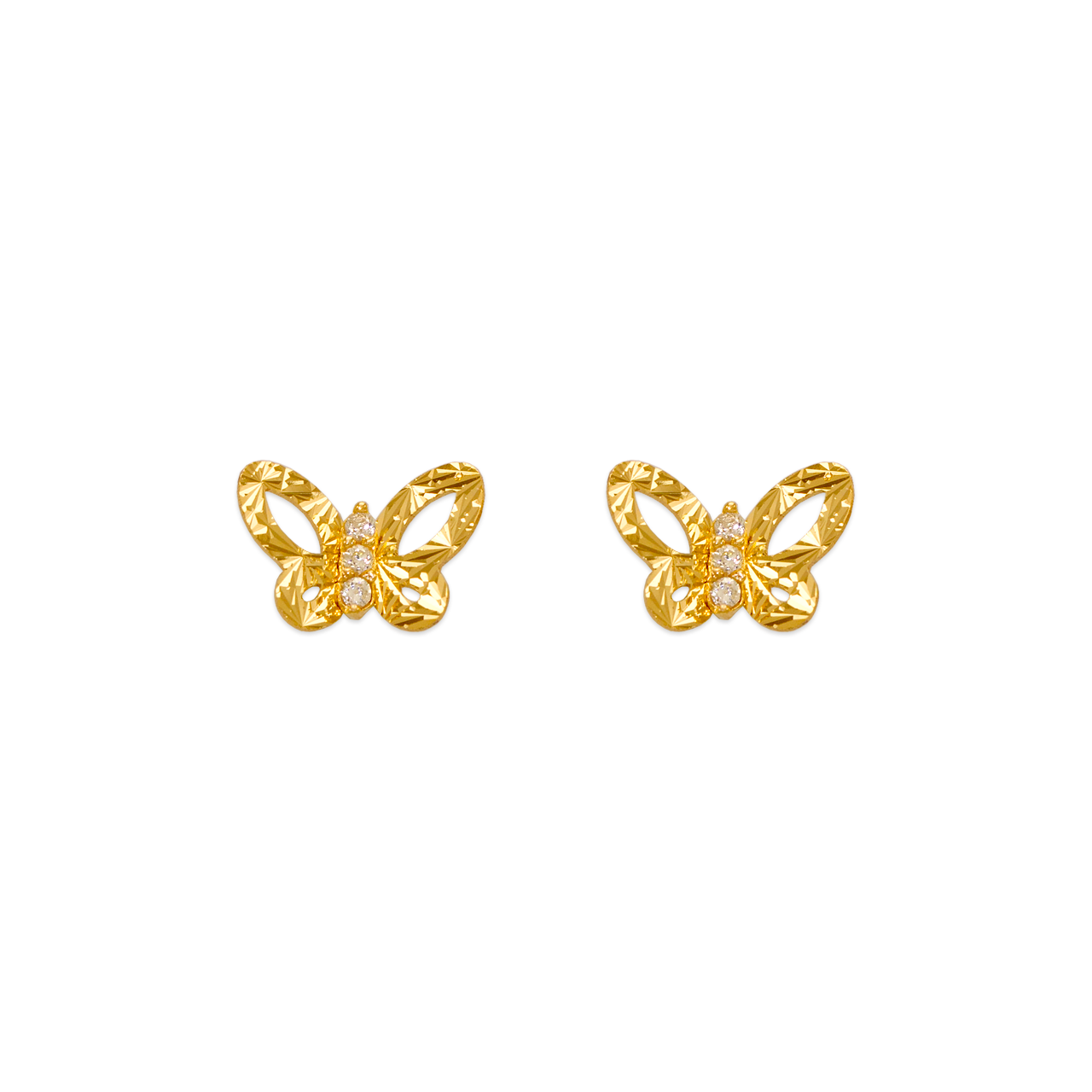 Diamond Cut Butterfly CZ Stud Earrings