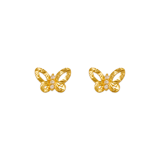 Diamond Cut Butterfly CZ Stud Earrings