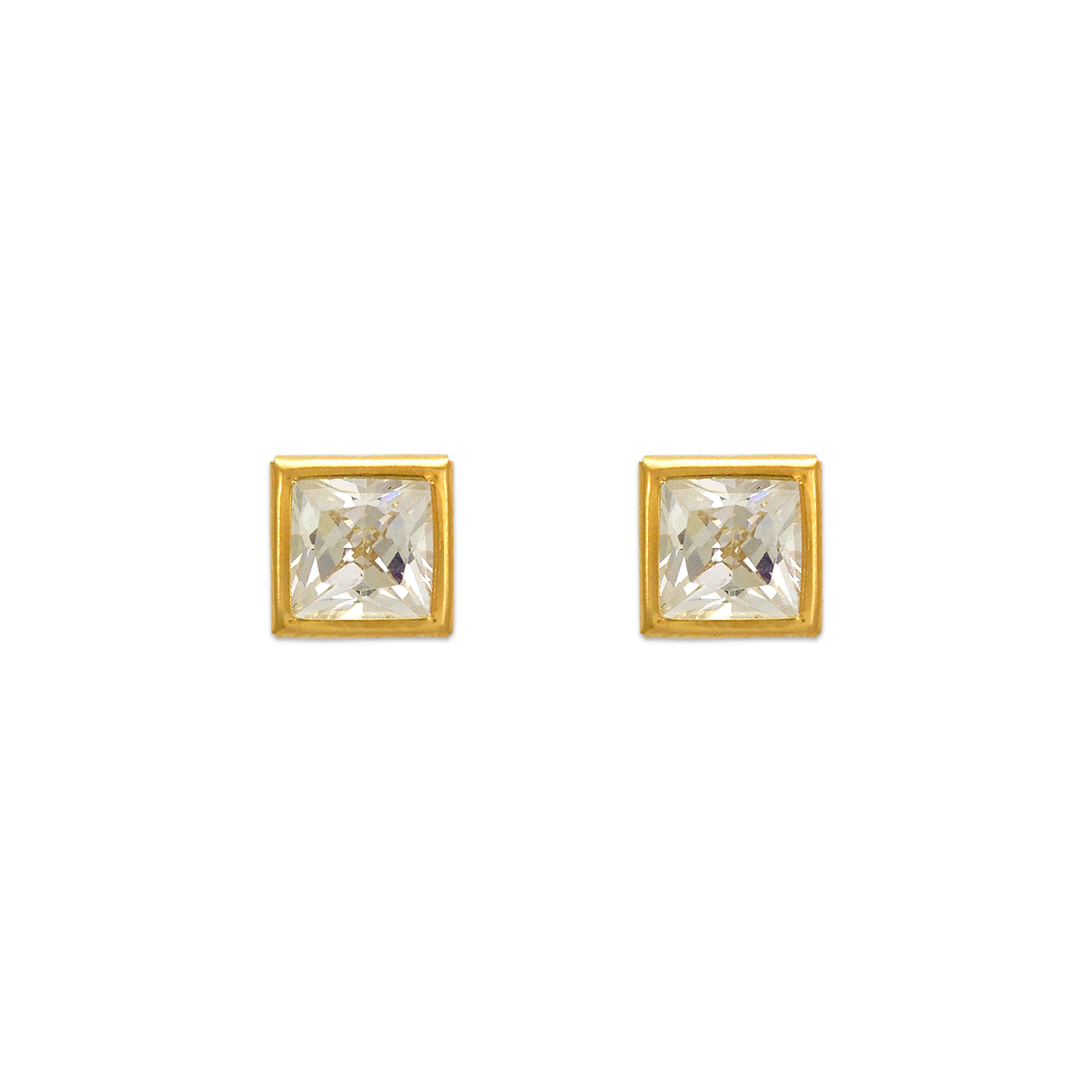 Square Bezel CZ Stud Earrings