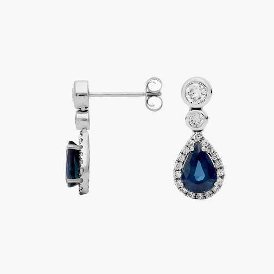 Sapphire and Diamond Pear Drop Earrings