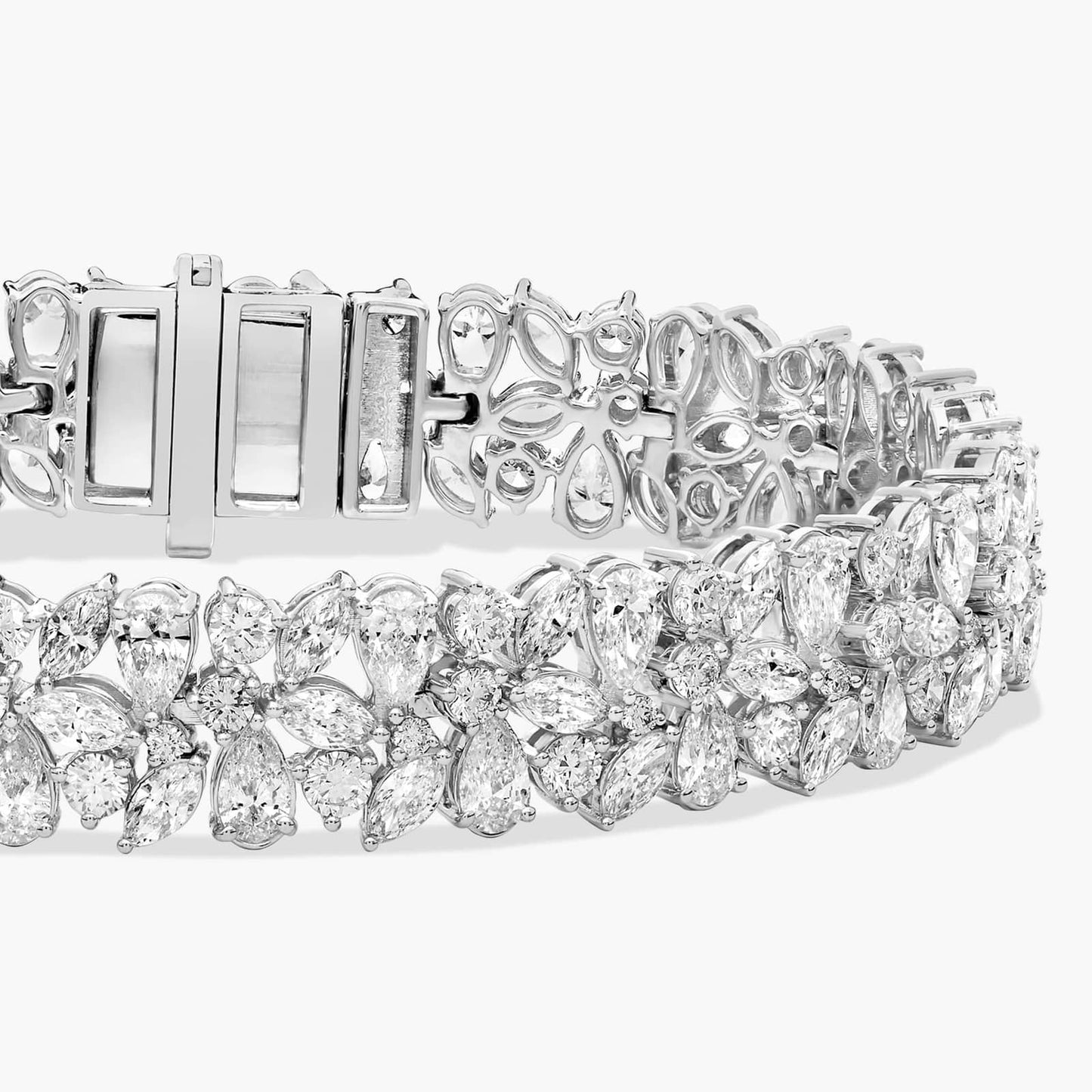 Fancy Shape Cluster Diamond Tennis Bracelet