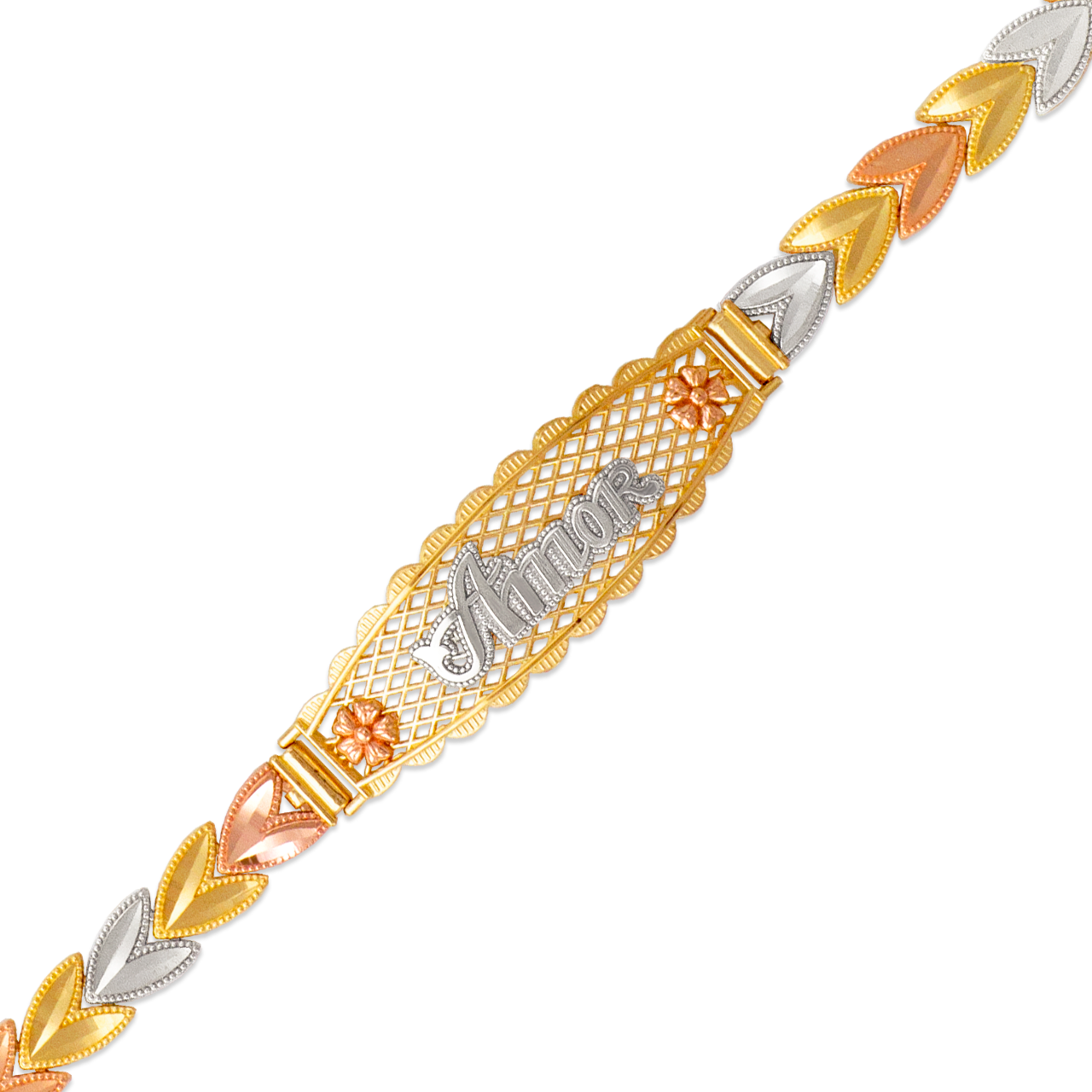 Faceted Diamond Cut Amor ID Bracelet