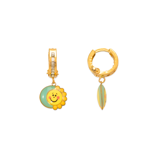 Sun & Moon Enamel Huggie Earrings