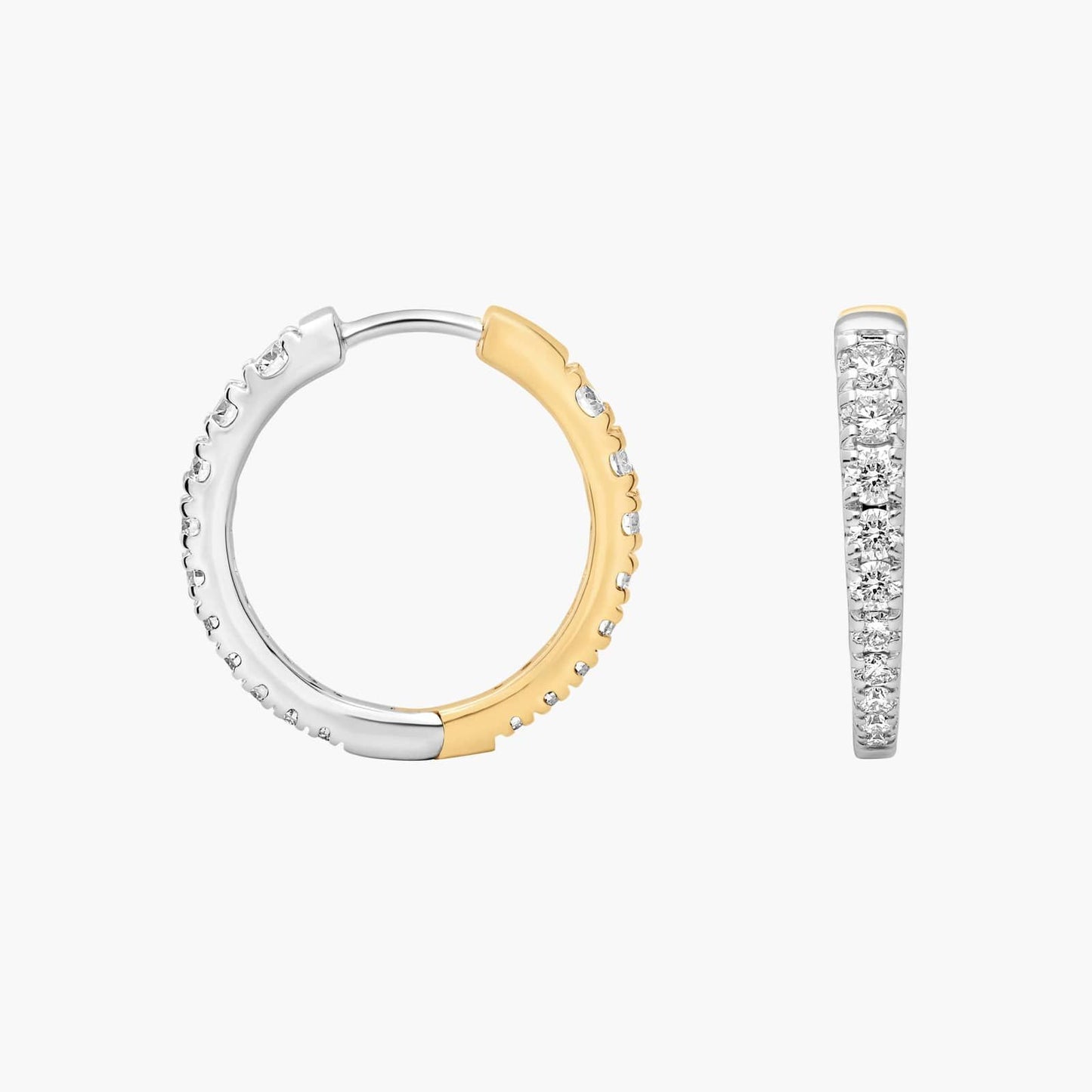 Two-Toned Diamond Tapered Hoop Earrings