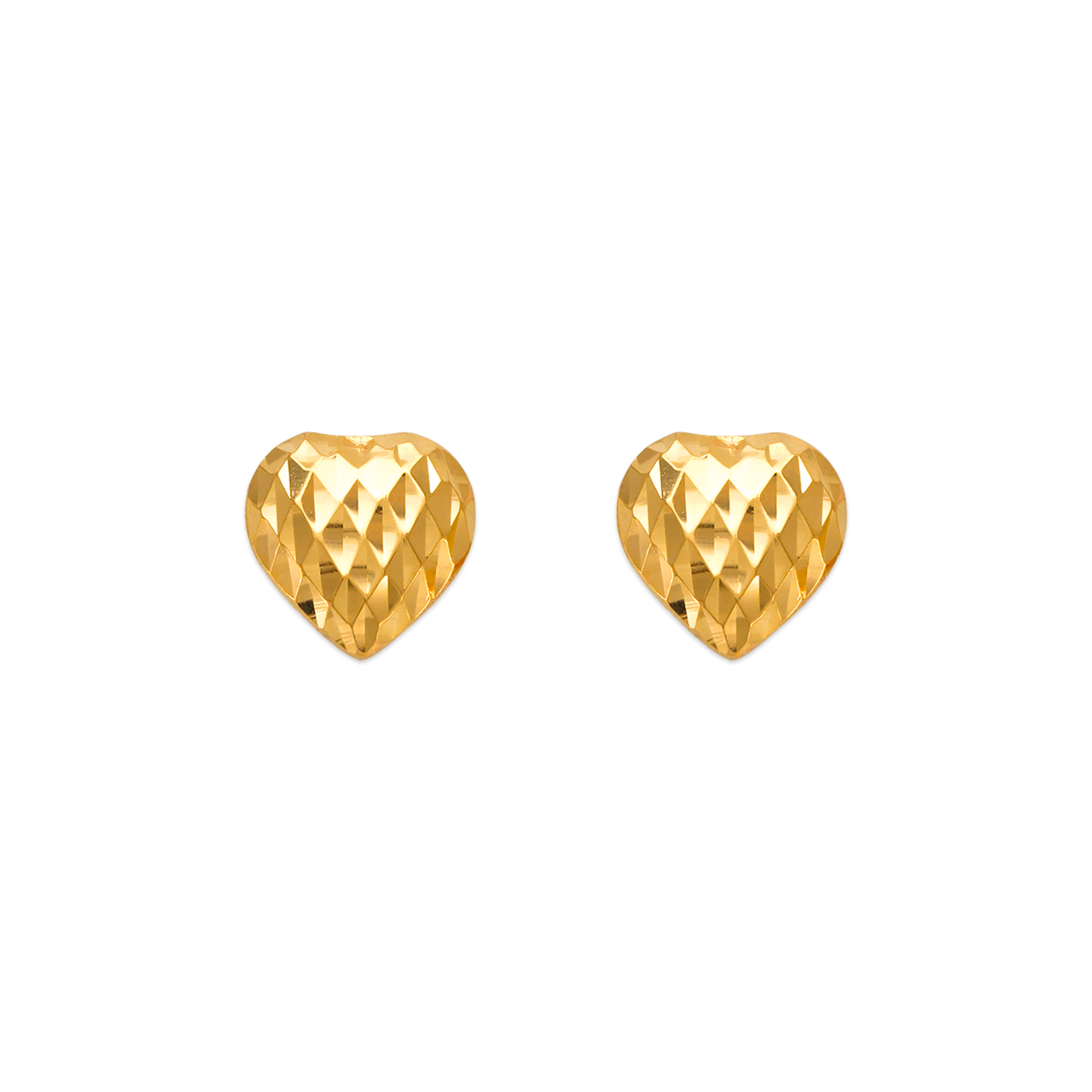 Diamond Cut Heart Stud Earrings