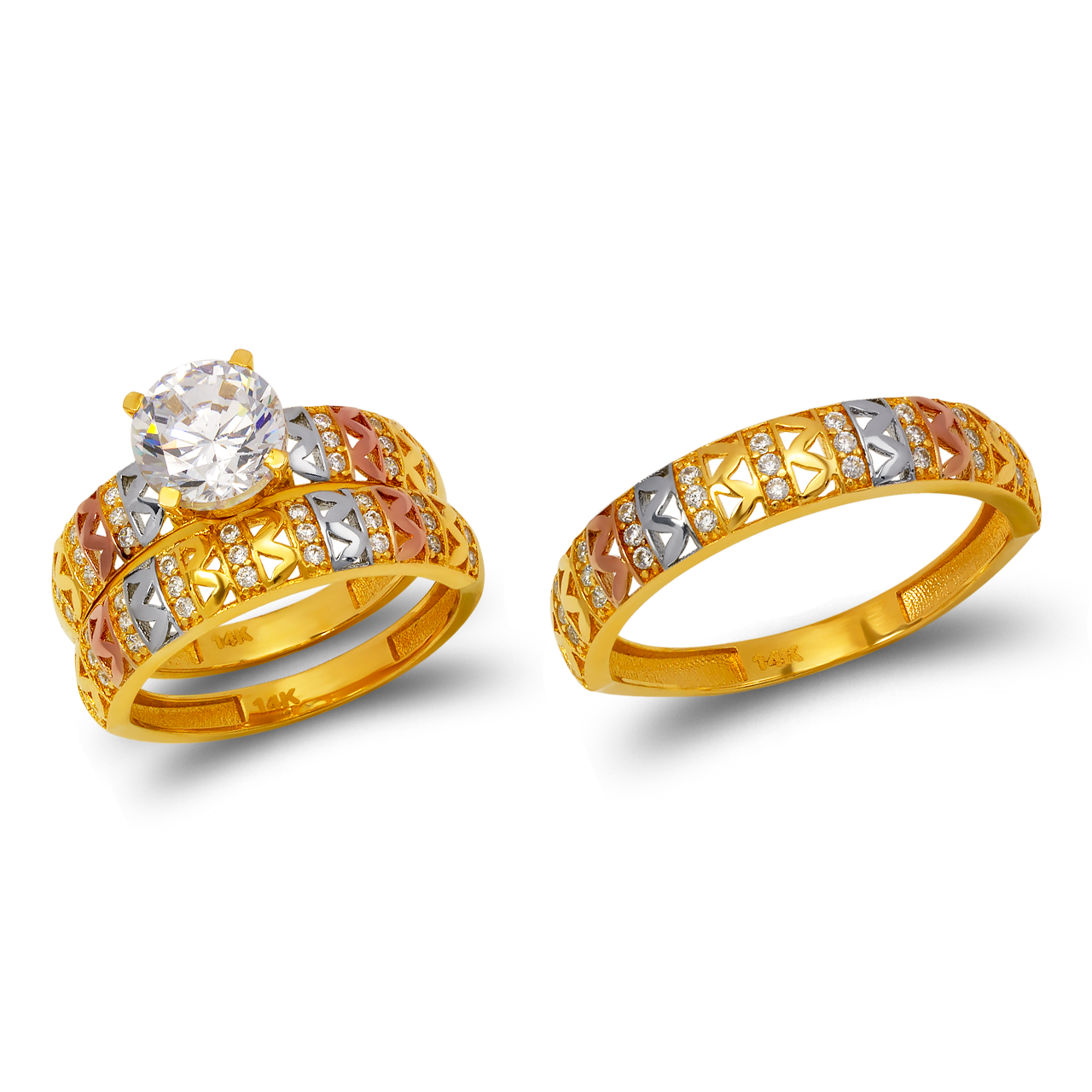 CZ Wedding Trio Ring Set