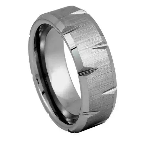 Unplated Alternating Wedge Cut Ring