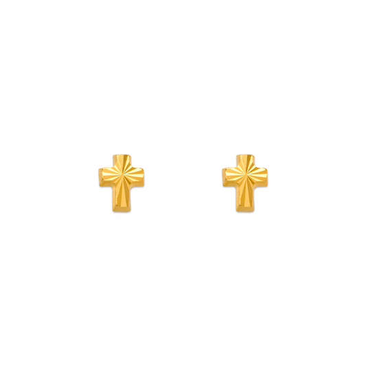 Diamond Cut Cross Stud Earrings