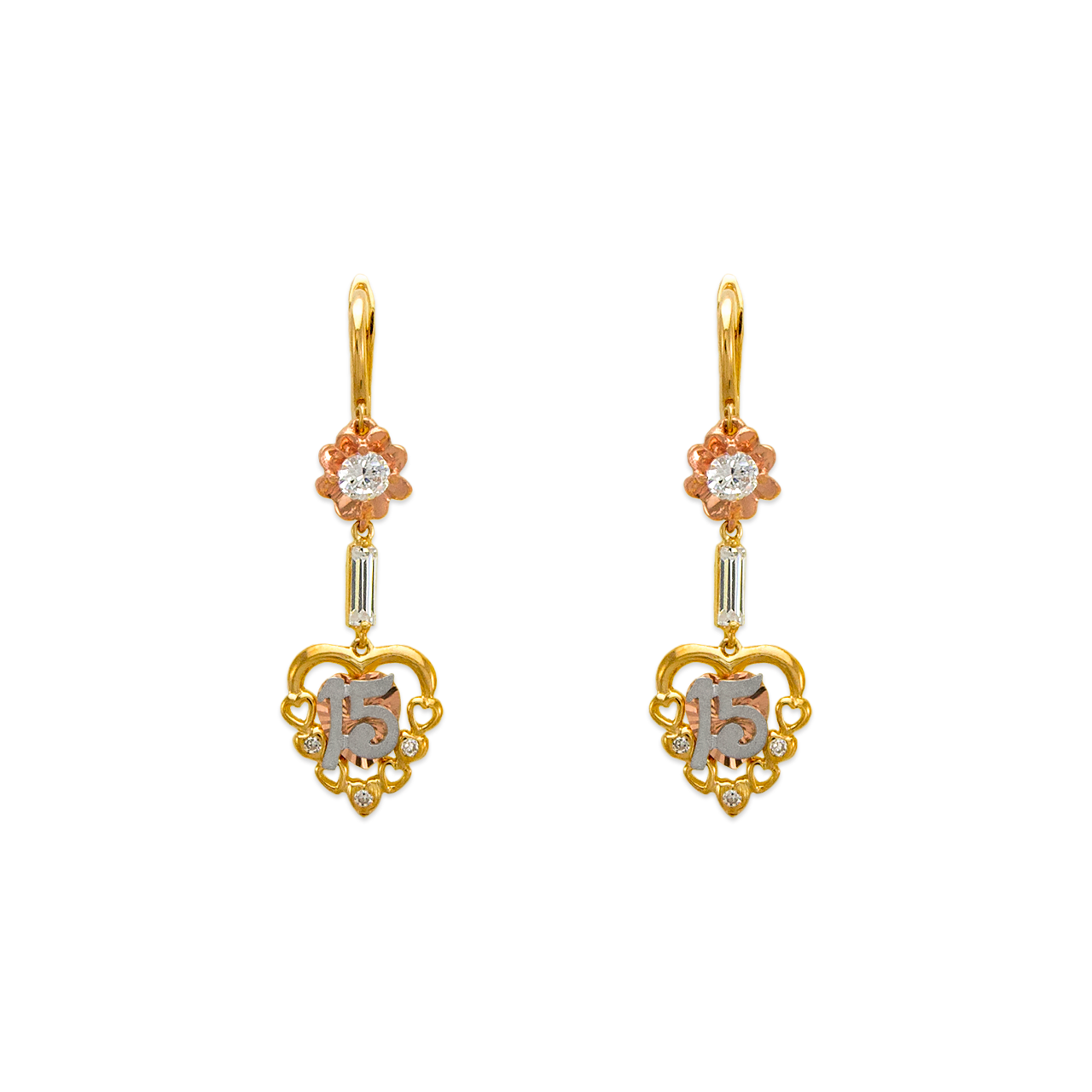 Fancy 15 Anos Dangling CZ Earrings