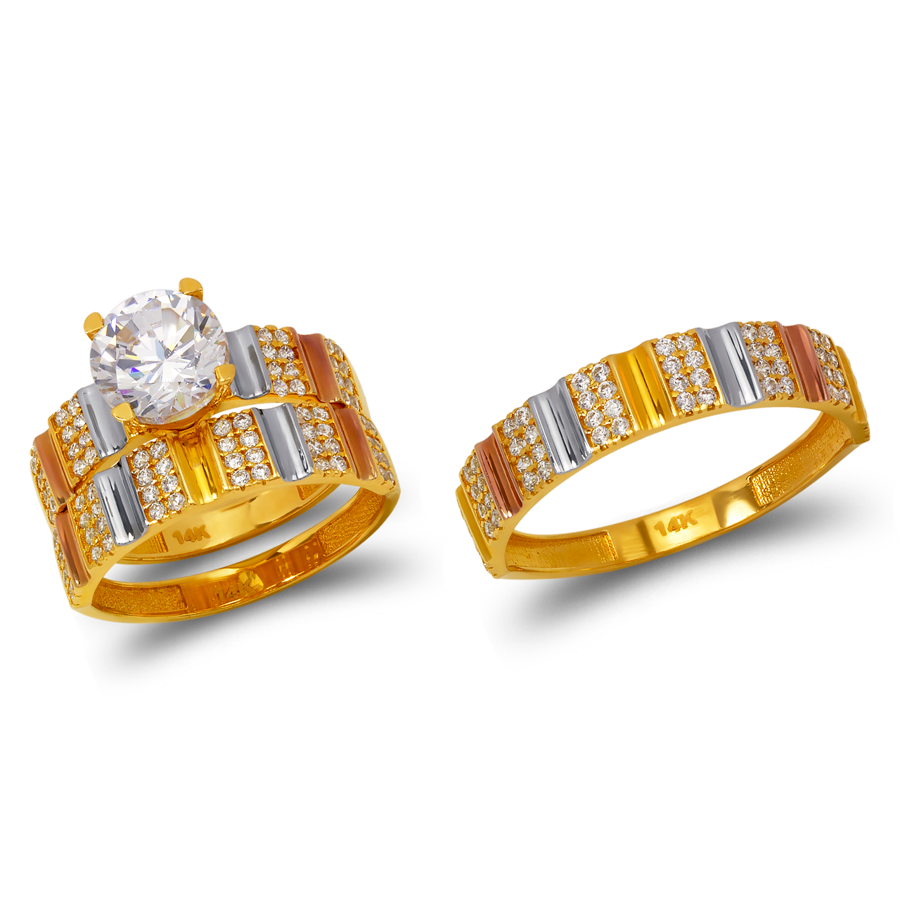 CZ Wedding Trio Ring Set