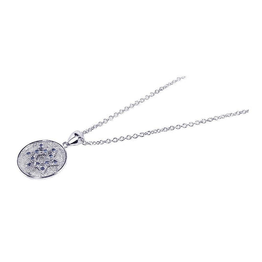 Silver 925 Rhodium Plated CZ Star of David Pendant Necklace