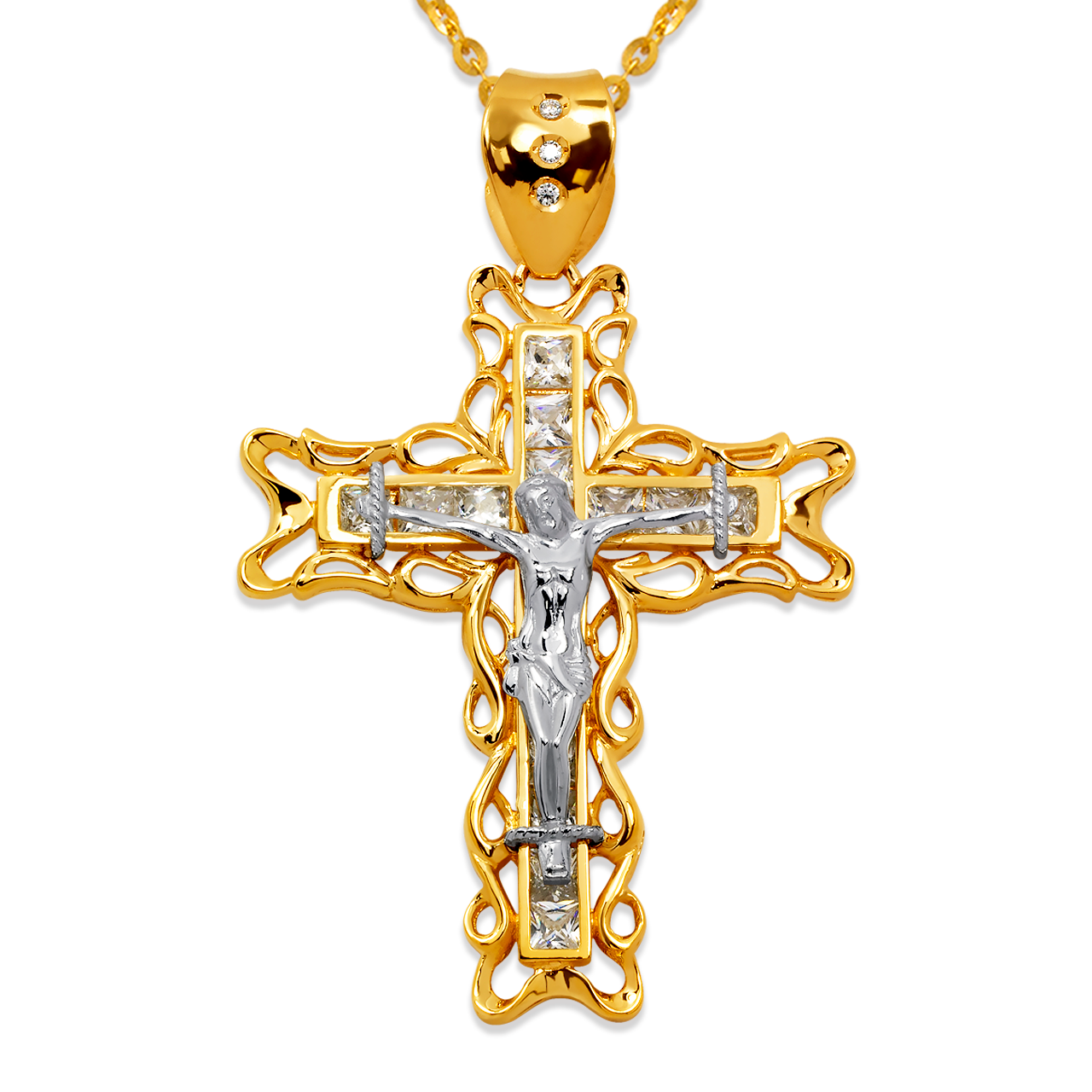 Fancy Jesus Cross CZ Pendant