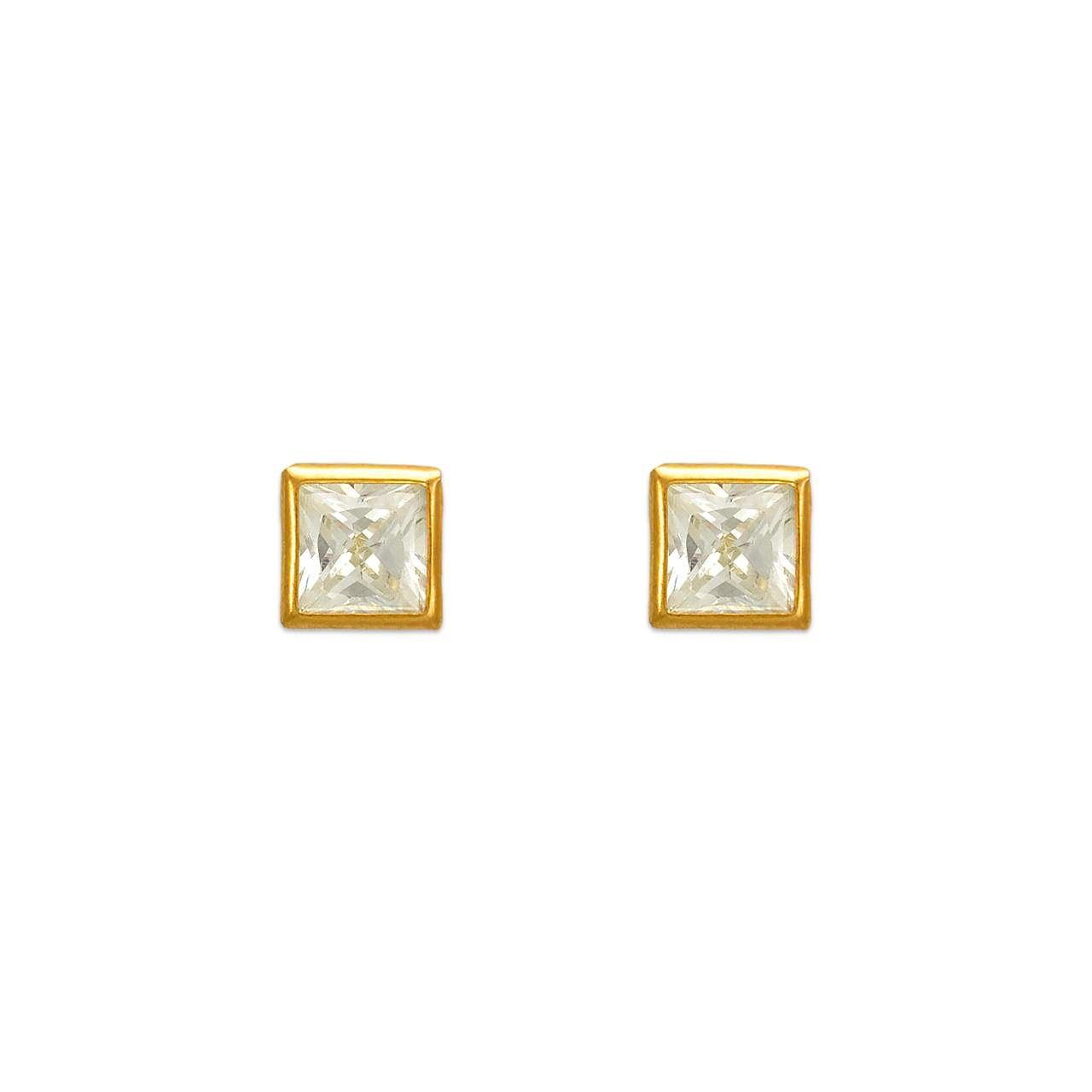 Square Bezel CZ Stud Earrings