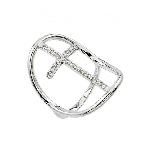 Silver 925 Rhodium Plated Cross Ring