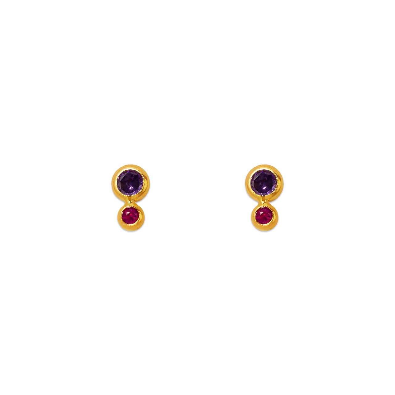 Bezel CZ Stud Earrings