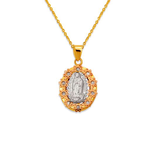 Guadalupe Flower CZ Pendant