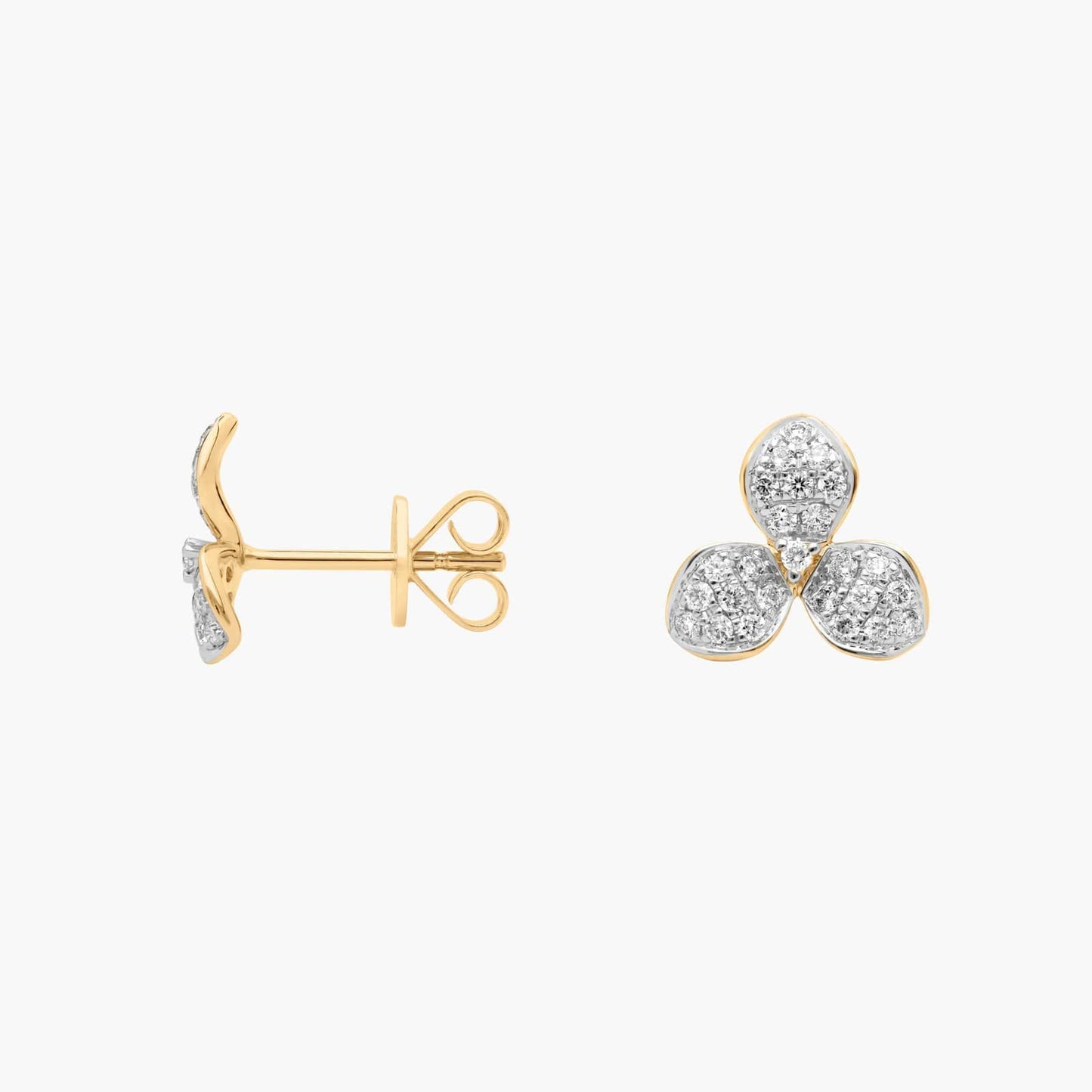 Two-Toned Pavé Diamond Petal Stud Earrings