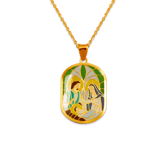 Oblong Baptism Enamel Pendant