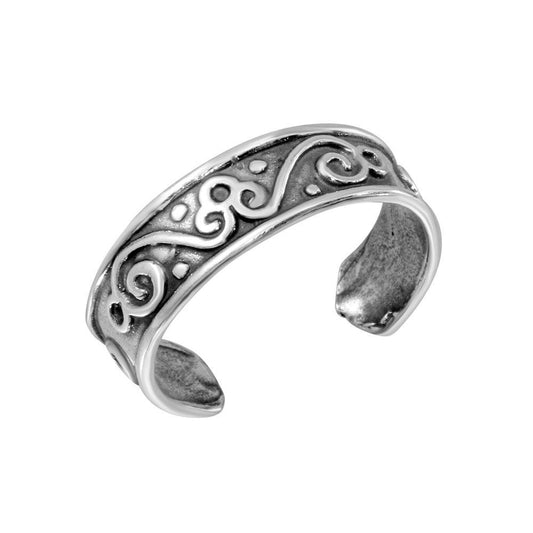 925 Sterling Silver Calligraphy Curve Design Toe Ring