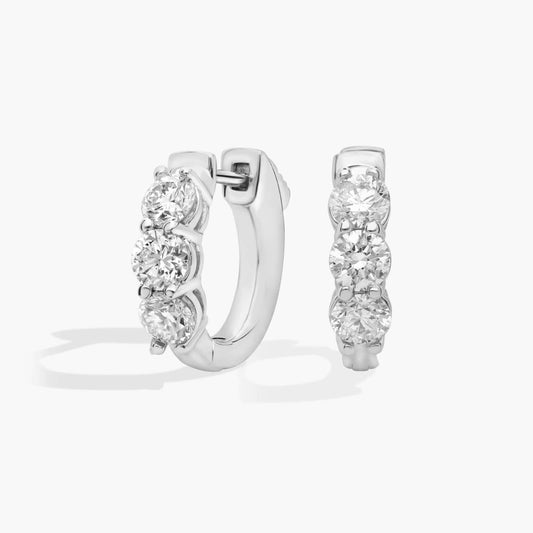 Diamond Front Facing Huggie Earrings