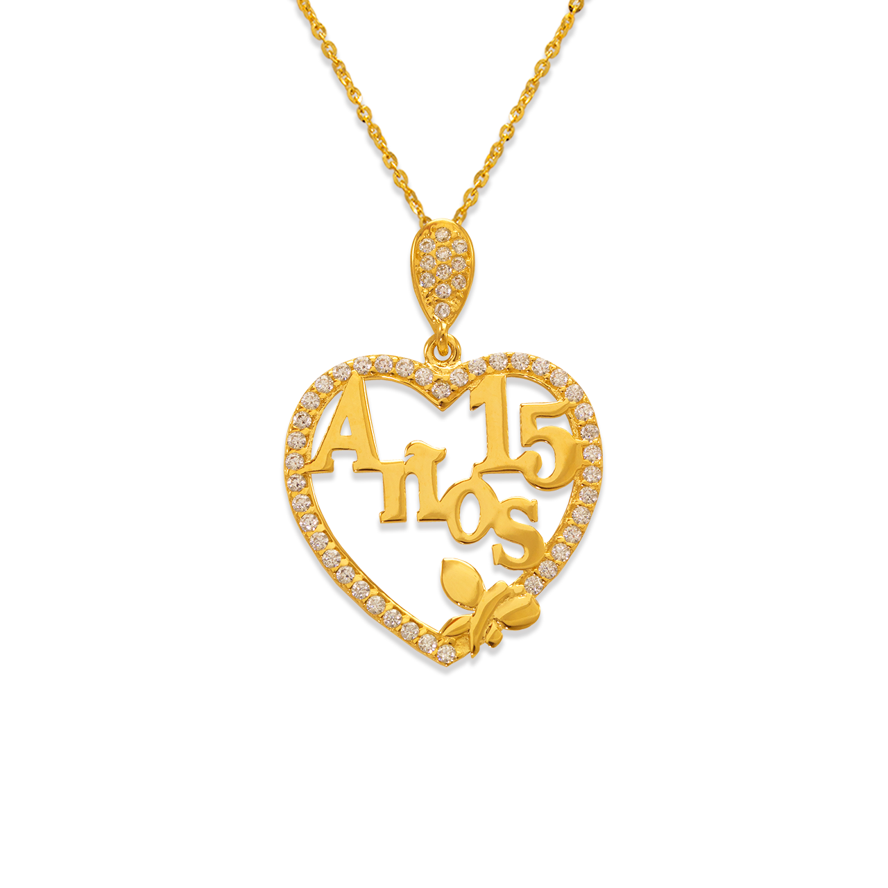 Fancy 15 Anos Heart CZ Pendant