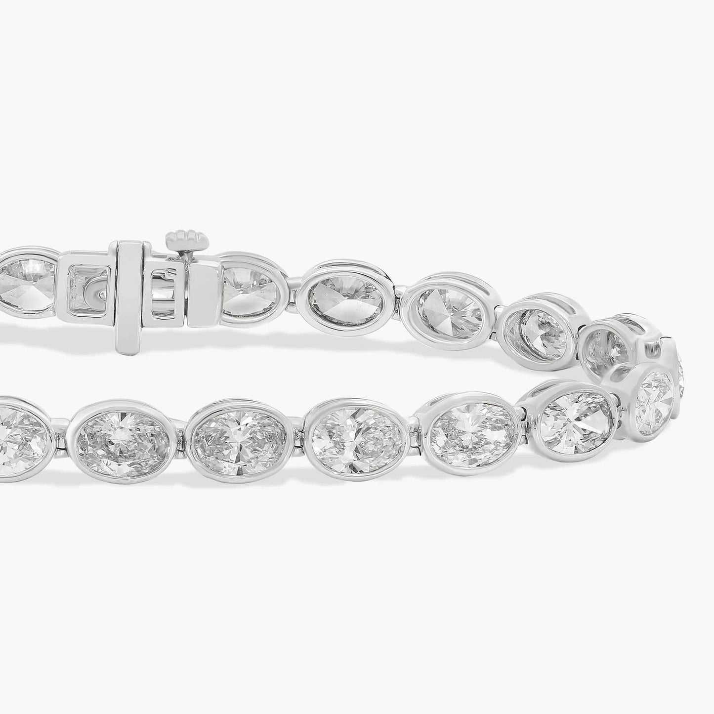 Oval Cut Diamond  E/W  Bezel Set Tennis Bracelet CHECK