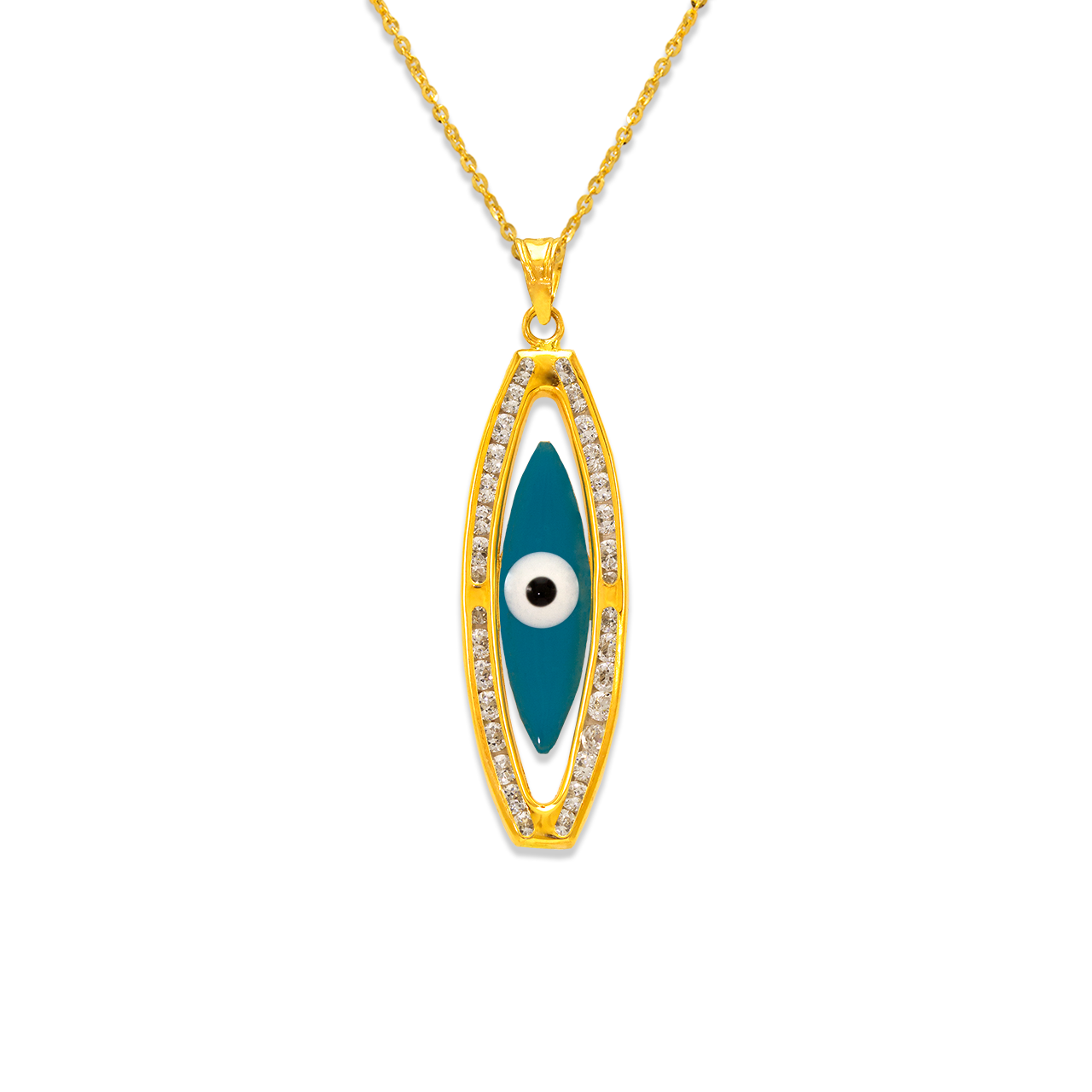 Evil Eye Enamel CZ Pendant