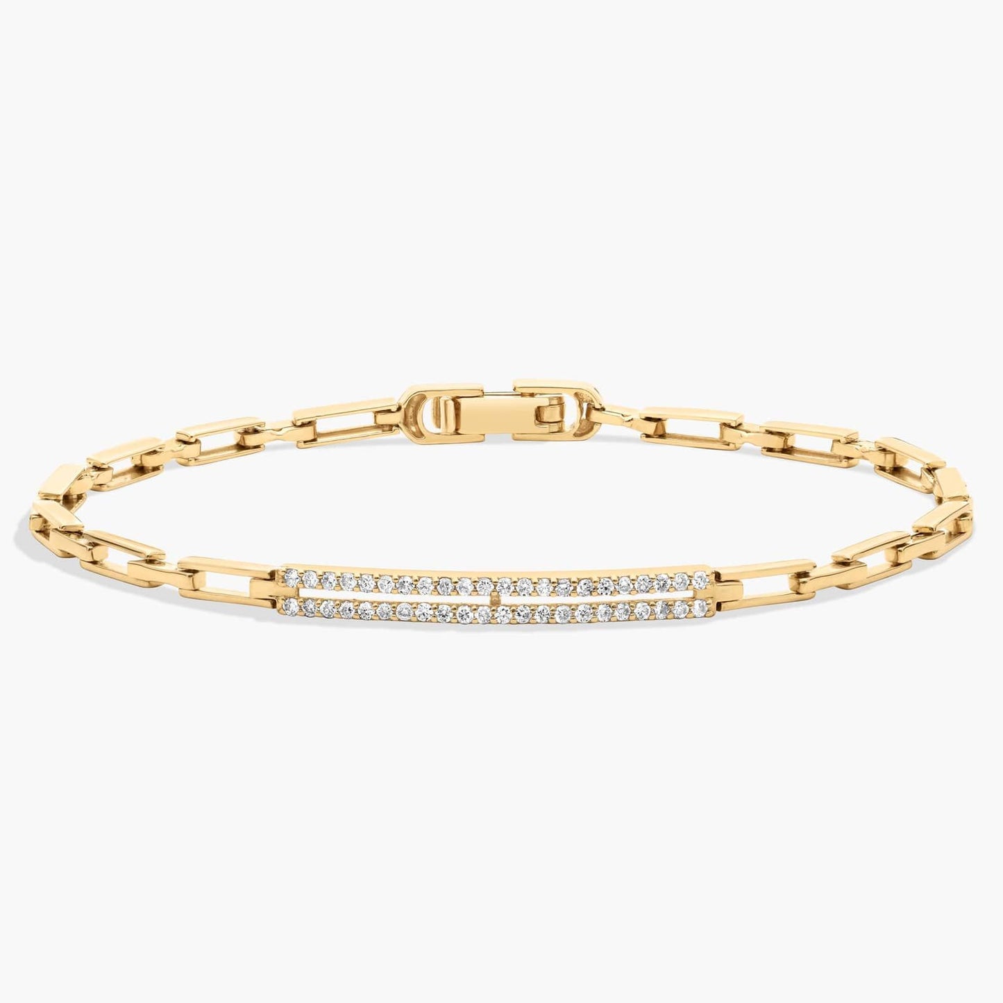 Pavé Diamond Bar Paperclip Bracelet