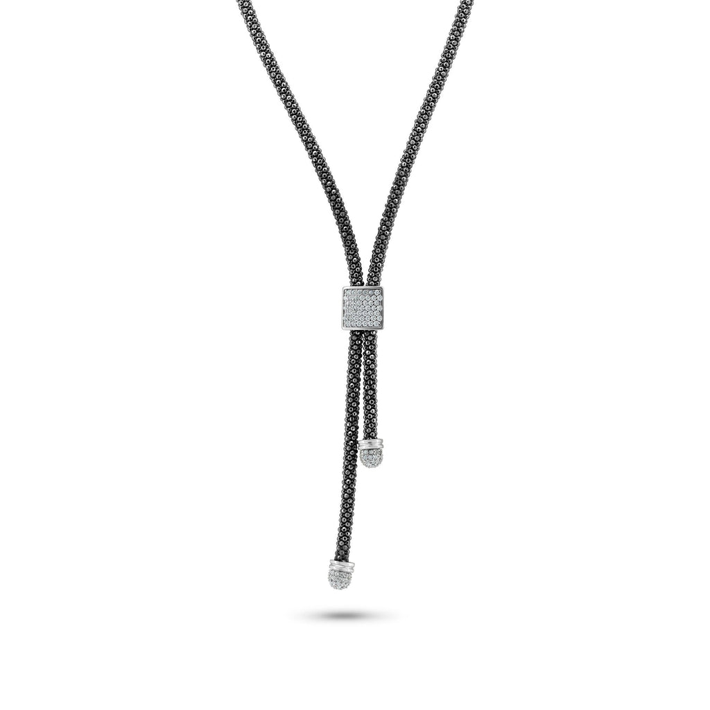 Silver 925 Black and Rhodium Plated Italian Necklace