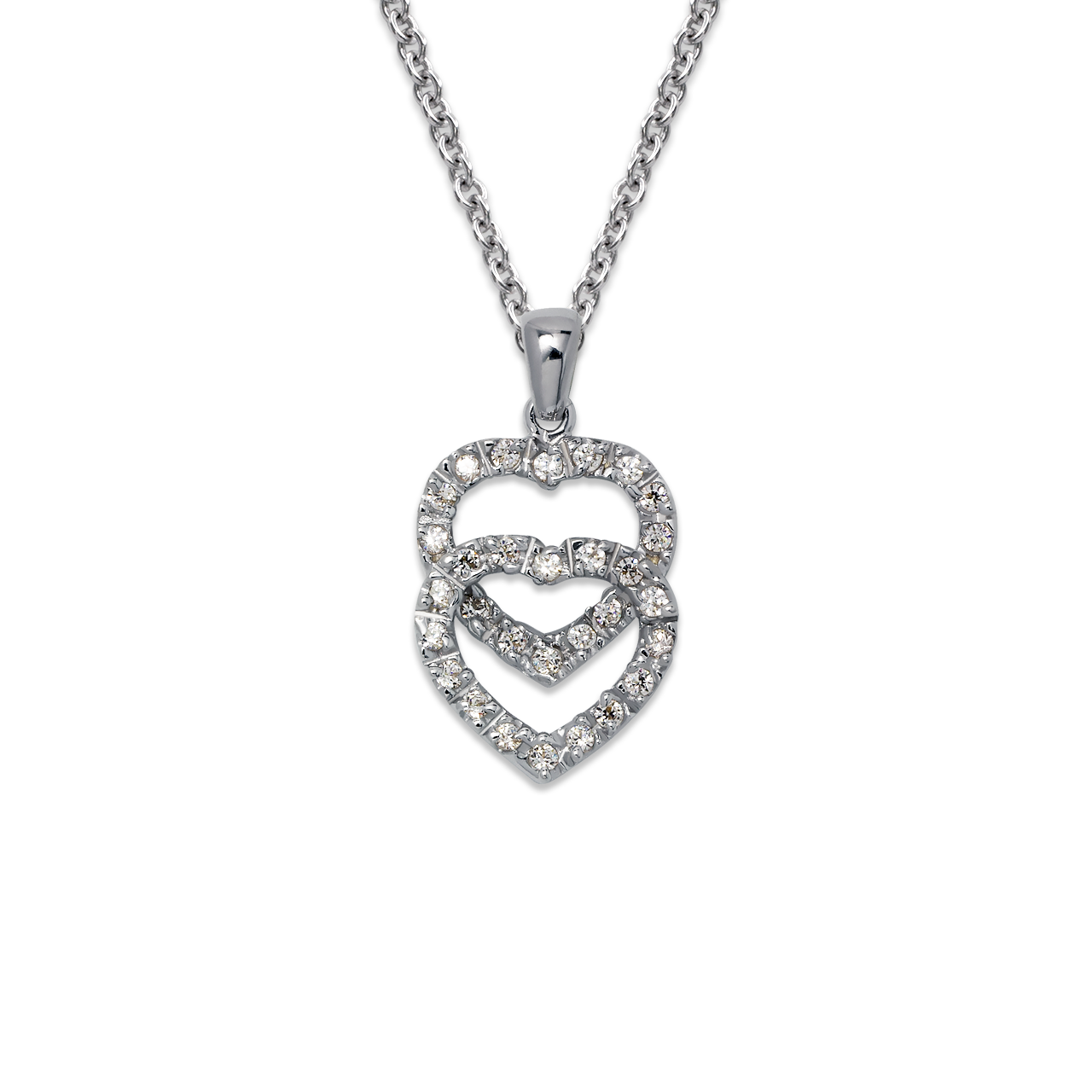 Two Hearts CZ Pendant