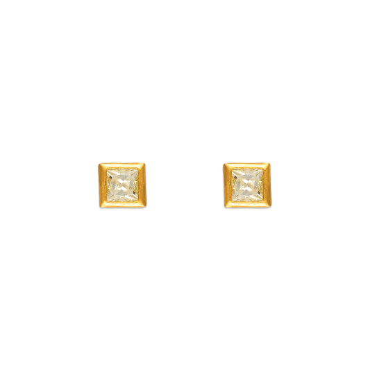 Square Bezel CZ Stud Earrings