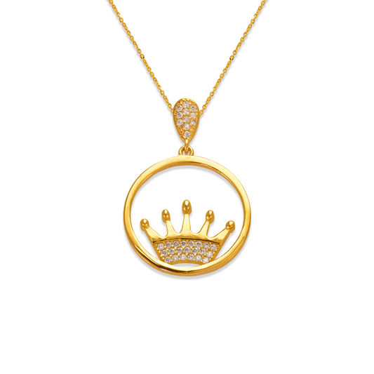 Fancy Crown in Ring CZ Pendant