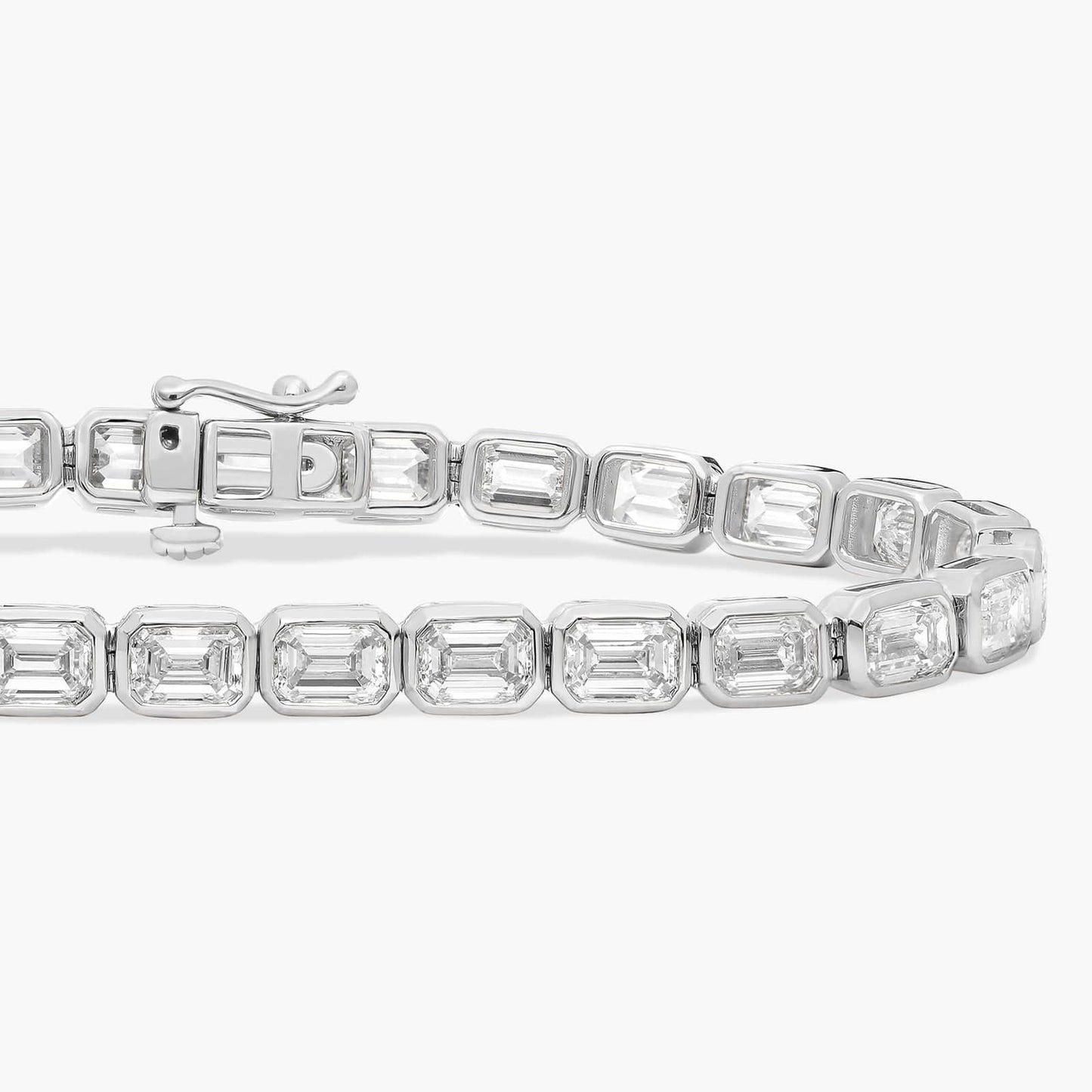 Emerald Cut Diamond E/W Bezel Set Tennis Bracelet CHECK