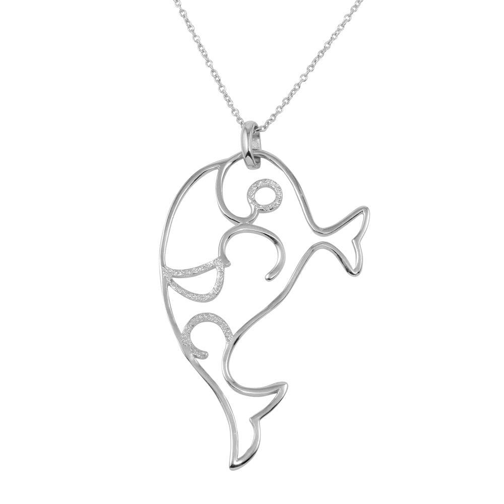 High Polished 925 Sterling SilverWhale Design Pendant Necklace